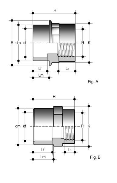 SANIT 471271511 Переход совместного ниппель, PVC-U, с клеем или рукав выхлопной трубы / резьбовой втулки  - Вид №1