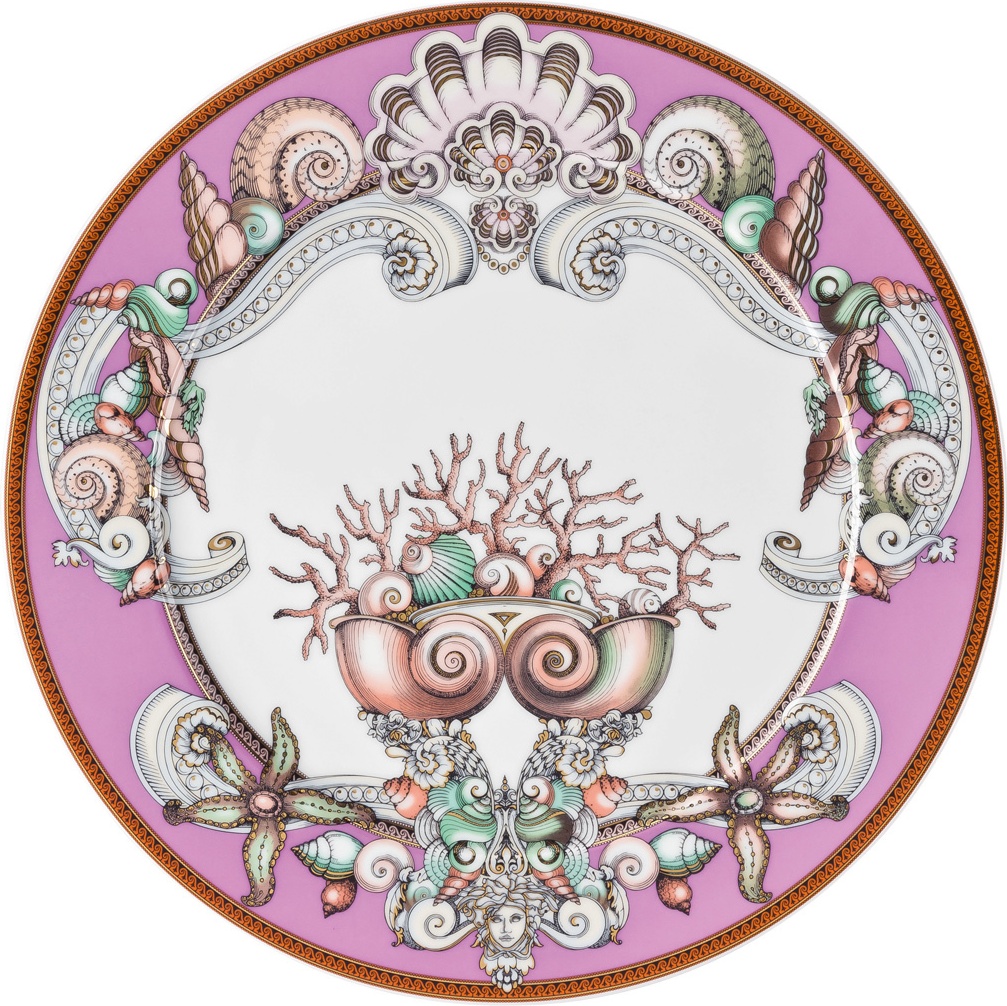 10593130 Rosenthal Versace Тарелка подстановочная Rosenthal Versace Морские звезды 33см, фарфор, пурпурная Фарфор 