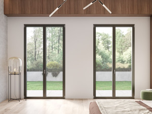 Алюминиевая створчатая дверь-окно