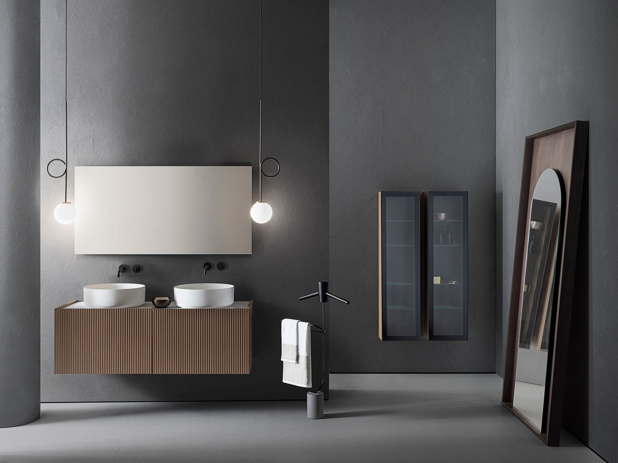 Подвесной шкаф из дерева и керамики со встроенной раковиной Pirovano Millennium XL ARCH-00024757