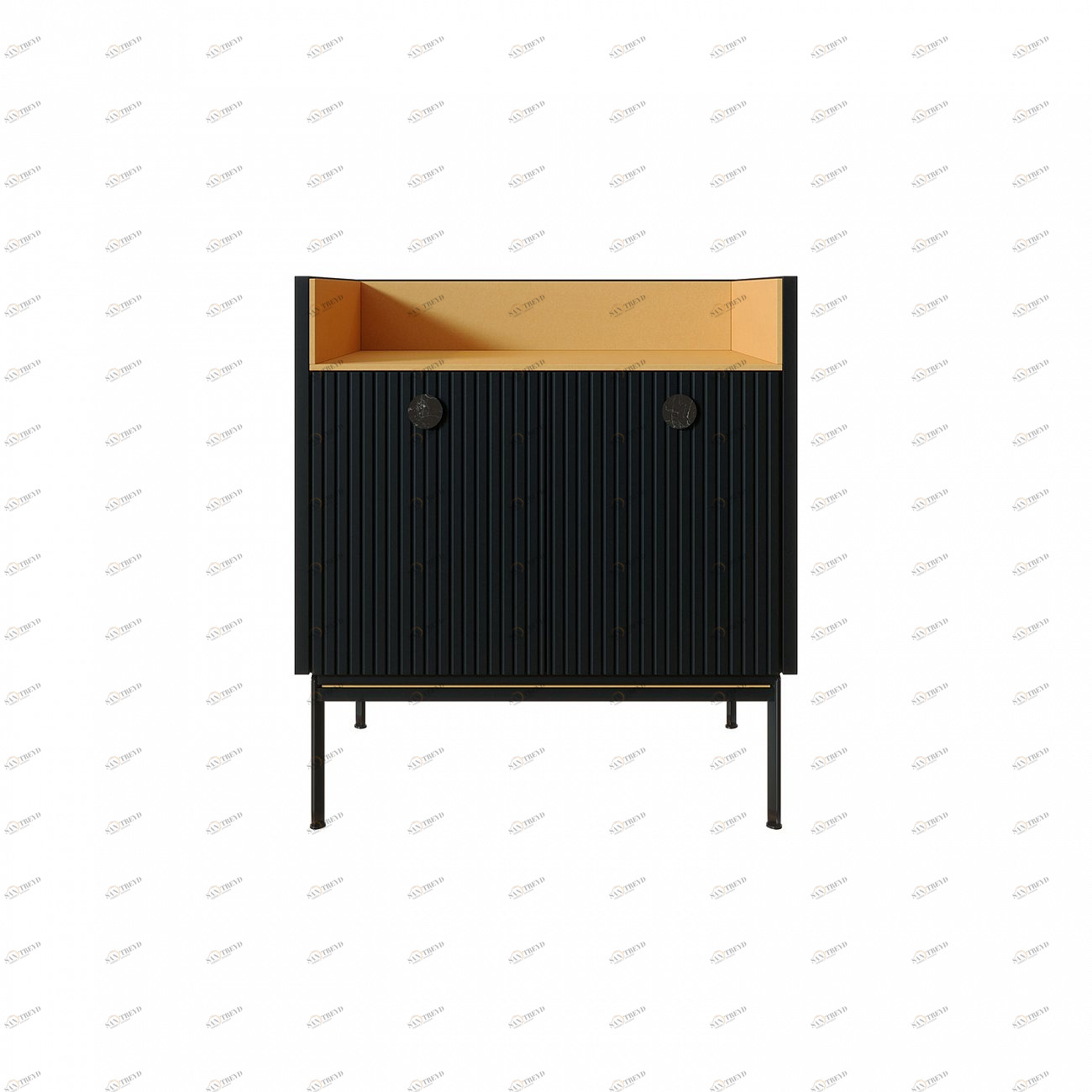 Тумба высокая с полкой 71х64 см черная Look Yellow BRAGIN DESIGN LIVING 00-3862473 Желтый;серый