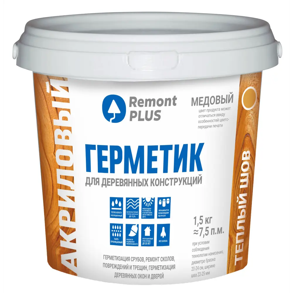 84534360 Герметик акриловый Remont PLUS для деревянных конструкций медовый 900 мл STLM-0856846