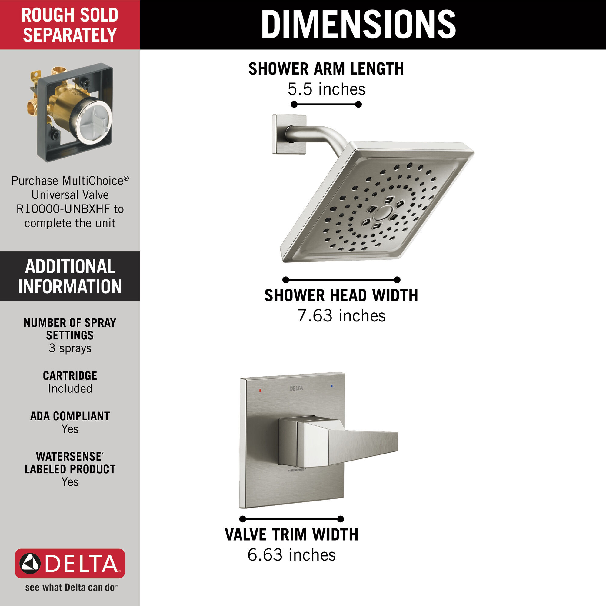 Отделка для душа Monitor 14 Series Delta Faucet T14243-SS - Вид №1