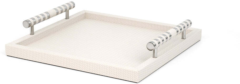 Сатурно Поднос - 29,5X45 см/металл-хром/ари-кожа_черный