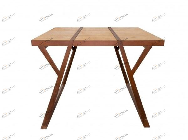 TrackDesign Квадратный стол из кортена и дерева  Tt0680000 