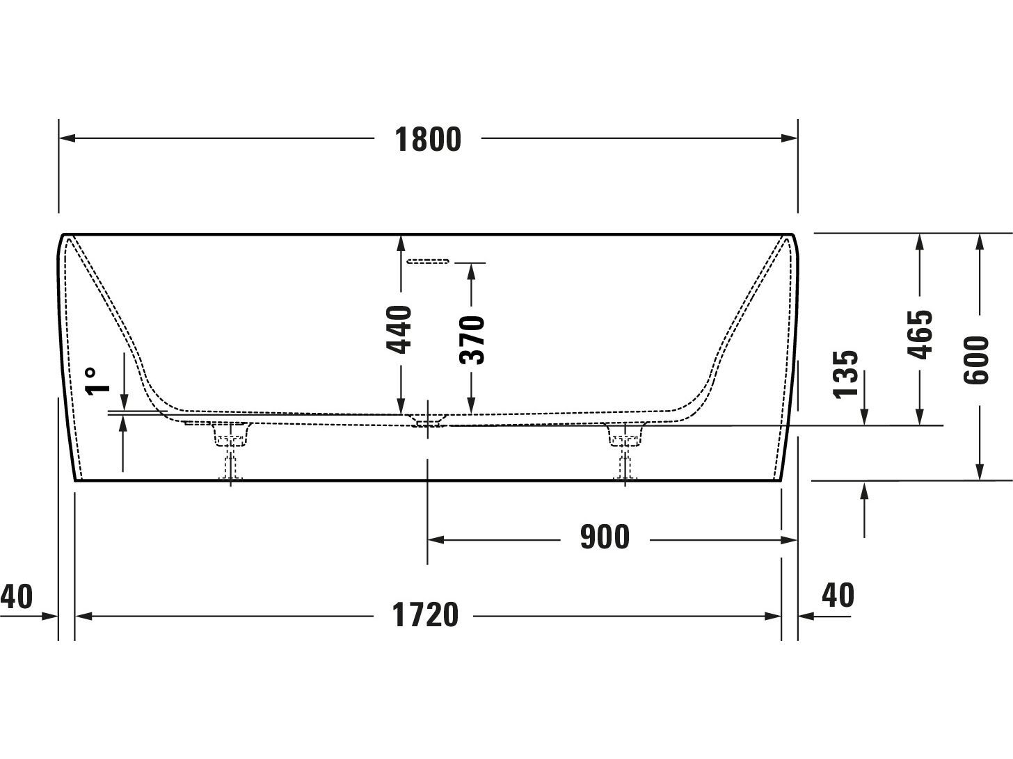 Полимерная прямоугольная ванна для ванной комнаты Duravit Qatego ARCH-00030492 - Вид №5