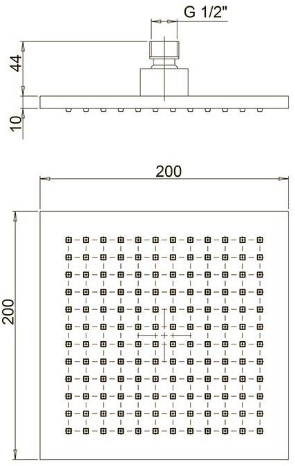 50CR759Q20EA Расс.д/душа, металл, квадратный, 200 мм, хром Paini  - Вид №1