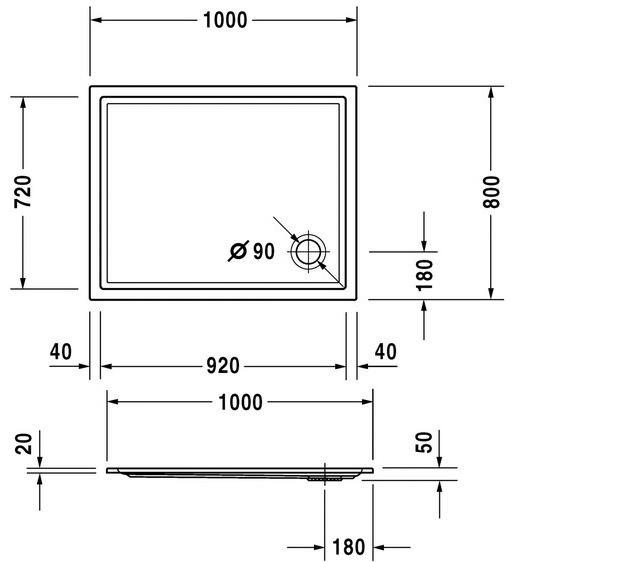 Duravit Поддон для душа прямоугольный из акрила Starck 720119 - Вид №2