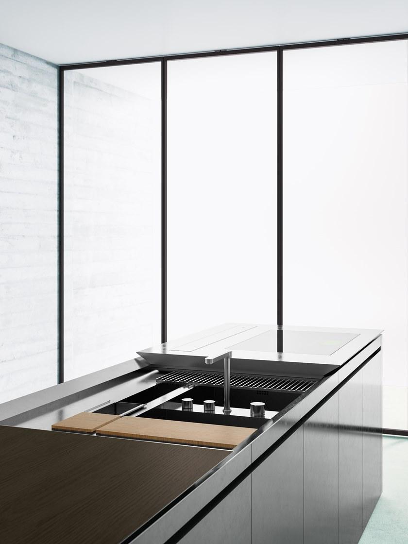 Boffi Кухня из нержавеющей стали и дерева с островом sun-id-1425941 - Вид №11