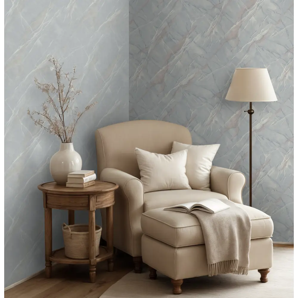 Обои флизелиновые Euro Decor Slab голубые с абстрактным рисунком 1.06 м 89416643 STLM-1578965 - Вид №3