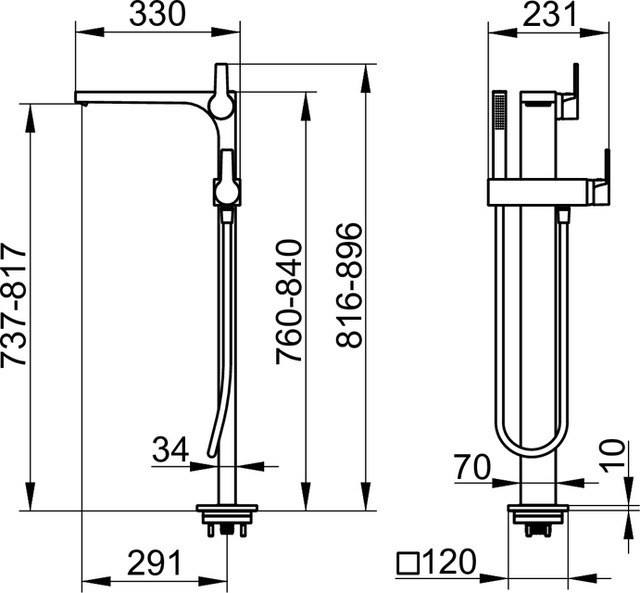 51127010100 Однорычажный смеситель для ванны KEUCO Edition 11 - Вид №2