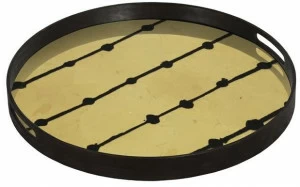 Ethnicraft Круглый поднос из дерева и стекла Gilded layers 20418