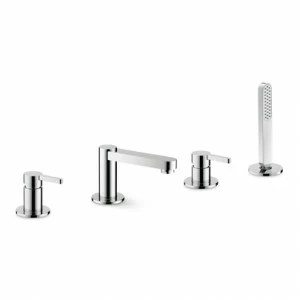 Комплектация: смеситель на палубе, излив с переключателем, полный комплект ручного душа ERGO NEWFORM Италия