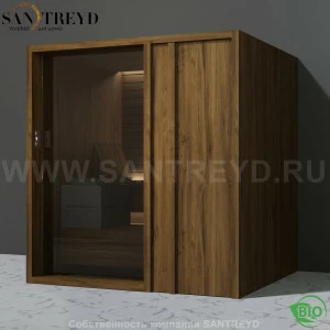 Effegibi YOKU.D80 BI.70200007 Био-сауна с правой дверью. Мощность: 9 кВт макс. Размеры: длина 202 см, ширина 180 см. Отделка: чёрный орех