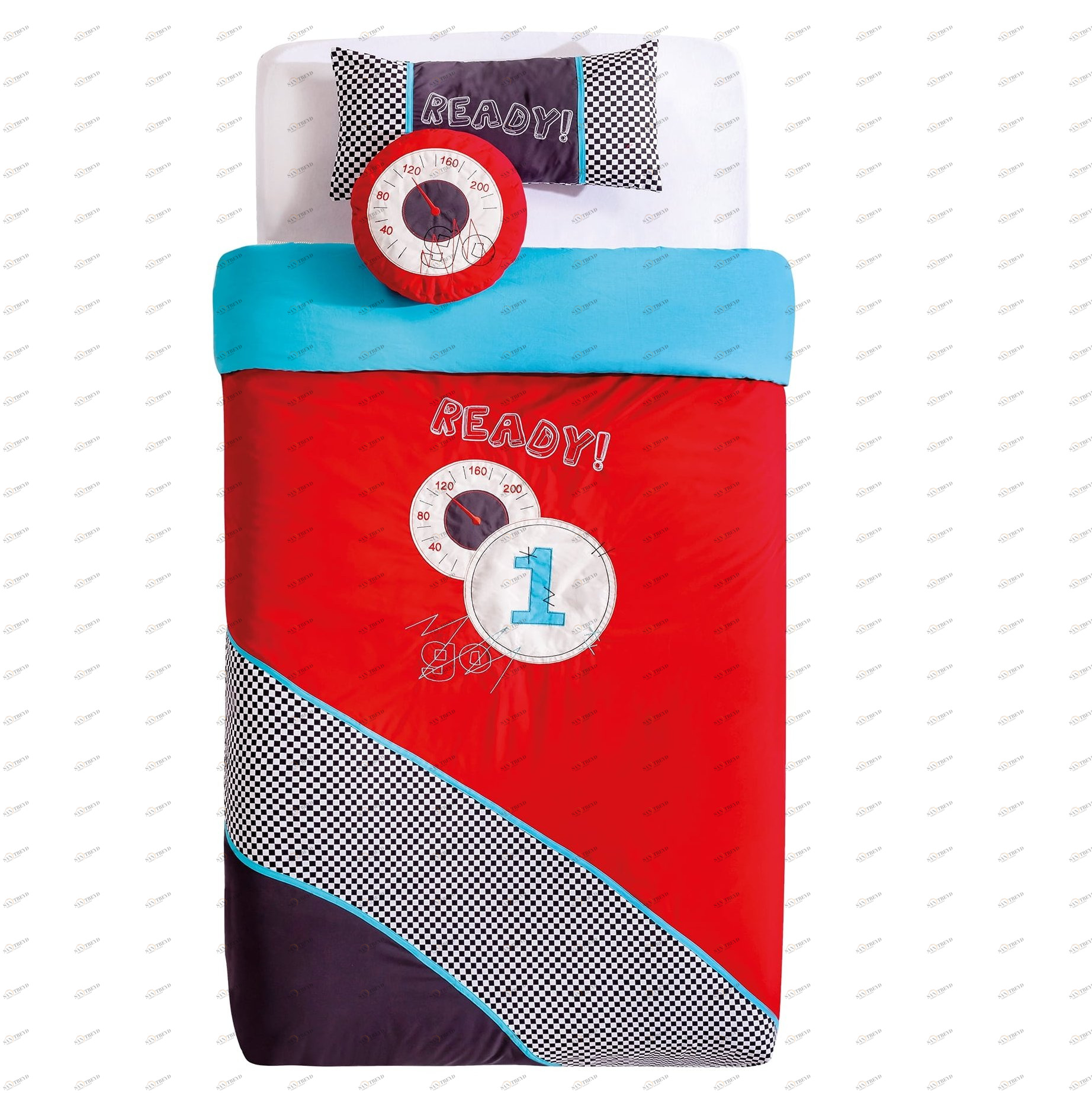 Покрывало детское 90х200 см с 2 подушками красное Bispread CILEK CHAMPION RACER 00-3832458 Красный Santreyd 