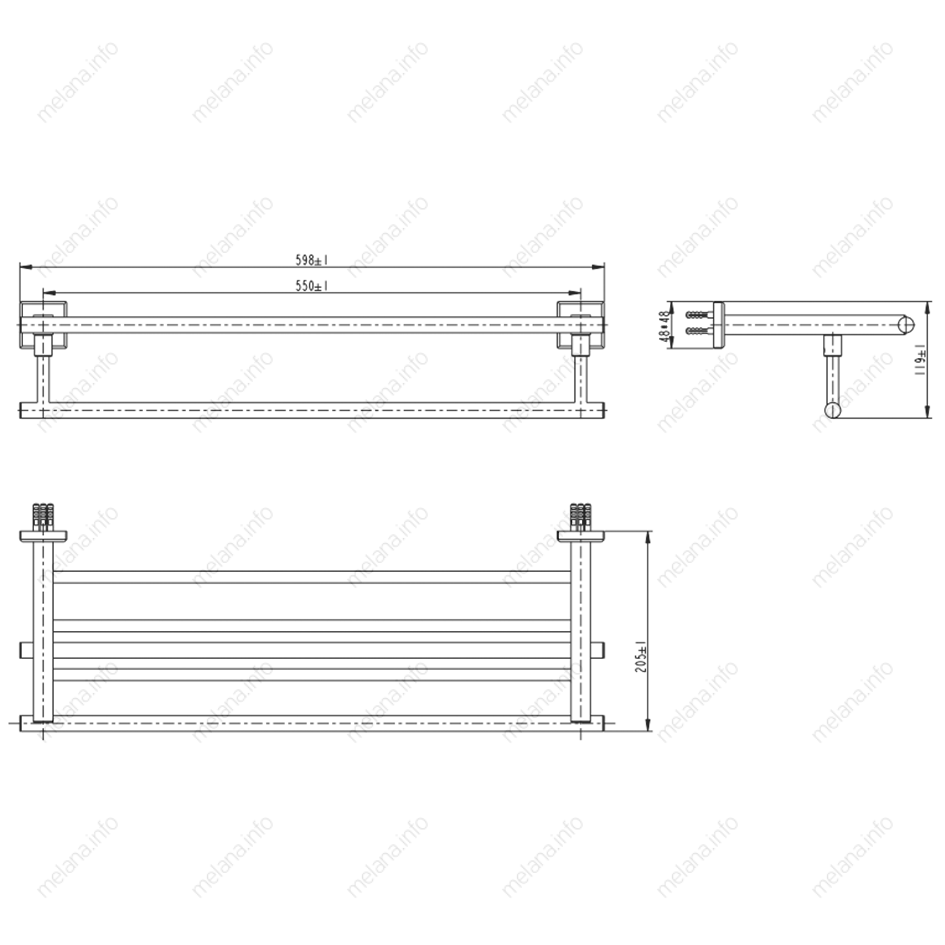 Полка для полотенец MELANA сатин хром MLN-862003 862 серия - Вид №1