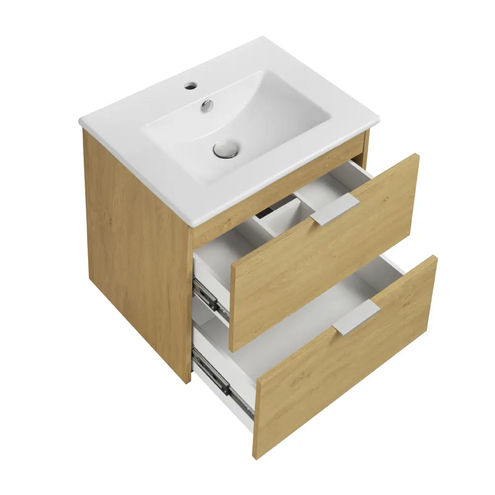 Тумба под раковину подвесная Sensea Essential 60 см цвет дуб STLM-2133366 - Вид №3