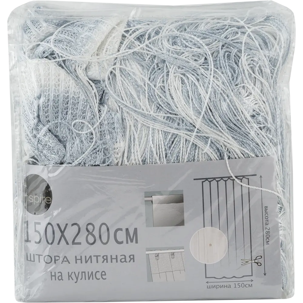 Штора нитяная Inspire «Куб», 150х280 см, цвет белый/серебристый STLM-2068409 - Вид №5