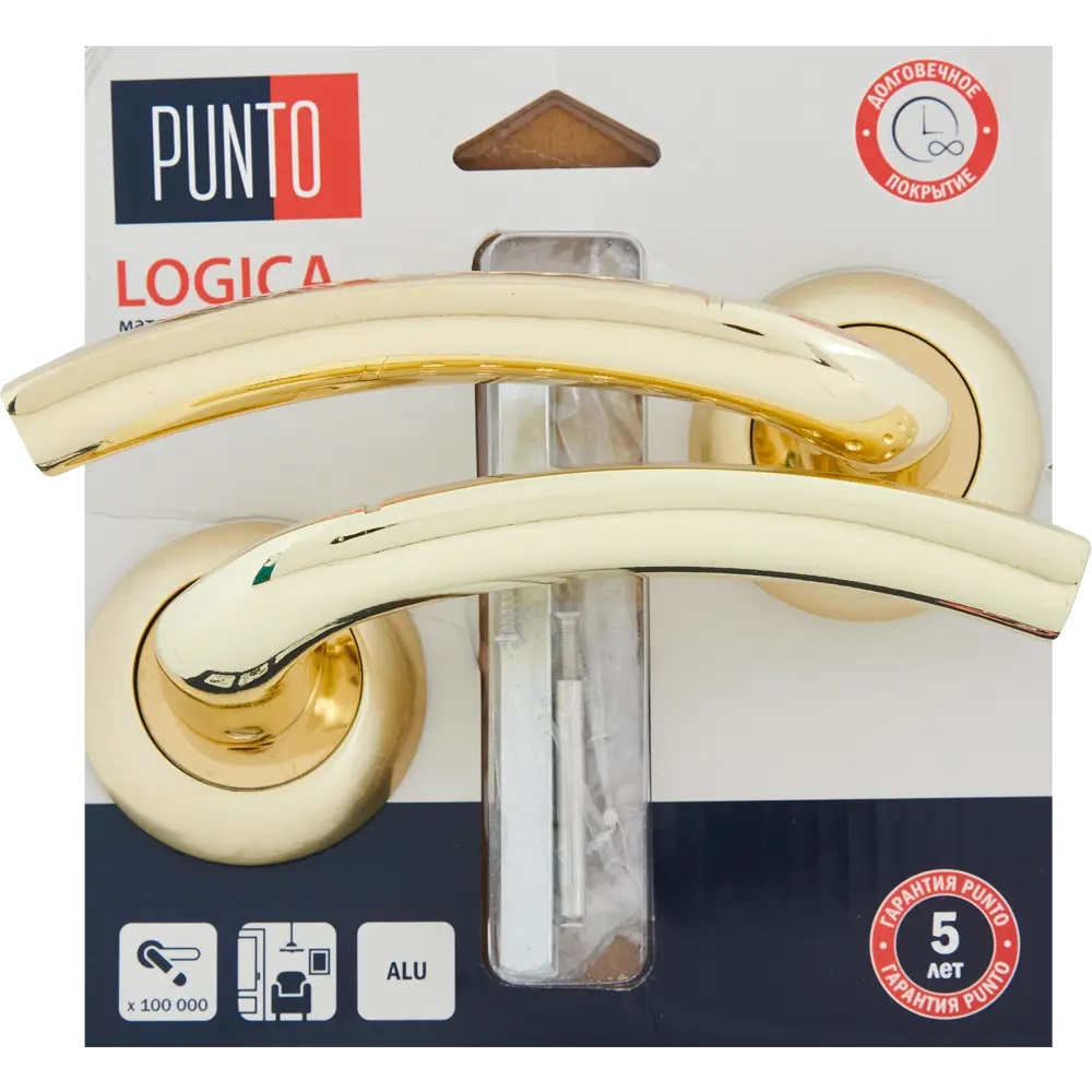 Дверные ручки Punto Logica без запирания цвет матовое золото STLM-2120808 - Вид №3