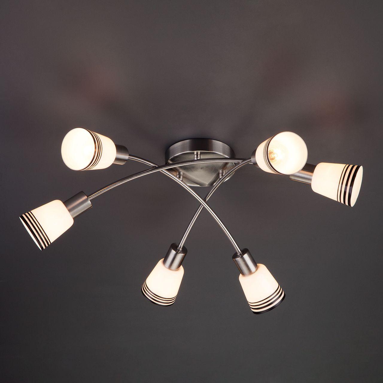 Потолочная люстра Eurosvet Jenna 30131/6 сатин-никель EUROSVET JENNA 184441 Белый  - Вид №1