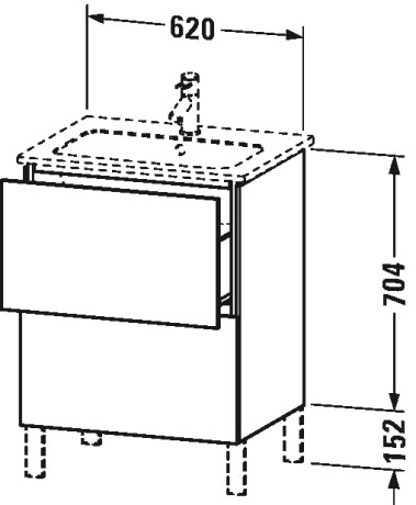 LC662507272 Тумбочка напольная L-Cube #LC6625 620 x 481 мм Дуб брашированный, натуральный шпон Duravit - Вид №1