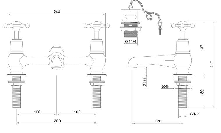 Смеситель для раковины с 2 отверстиями Burlington BIRKENHEAD ARCH-00081503 - Вид №5