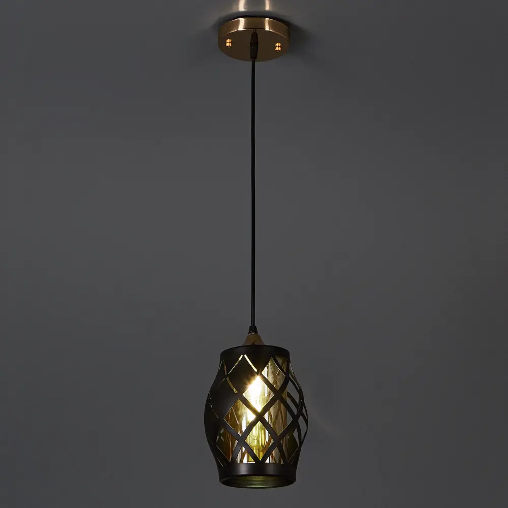 Светильник подвесной De City Соло 60 Вт E27 220 В ромбы цвет черный STLM-2149850 - Вид №1