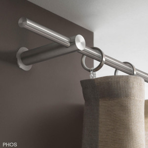VS20-100-2200 Комплект карнизов: 220 см с 2 держателями и 1 держателем карниза в качестве центральной опоры (среднее расстояние от стены) PHOS
