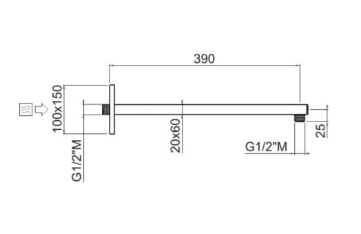 Душевая рука CARIMALI BRACCIO DOCCIA VEHLA ARCH-00122340 - Вид №2