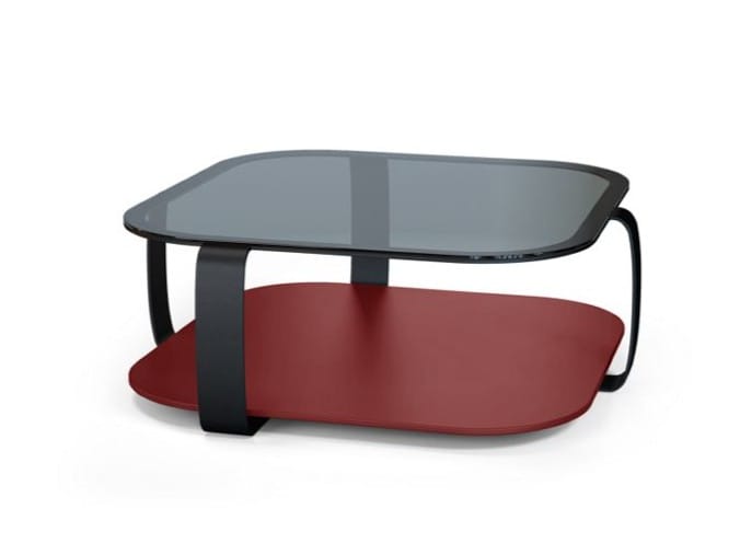 Стеклянный квадратный низкий журнальный столик ROCHE BOBOIS INTERMEDE ARCH-00149667