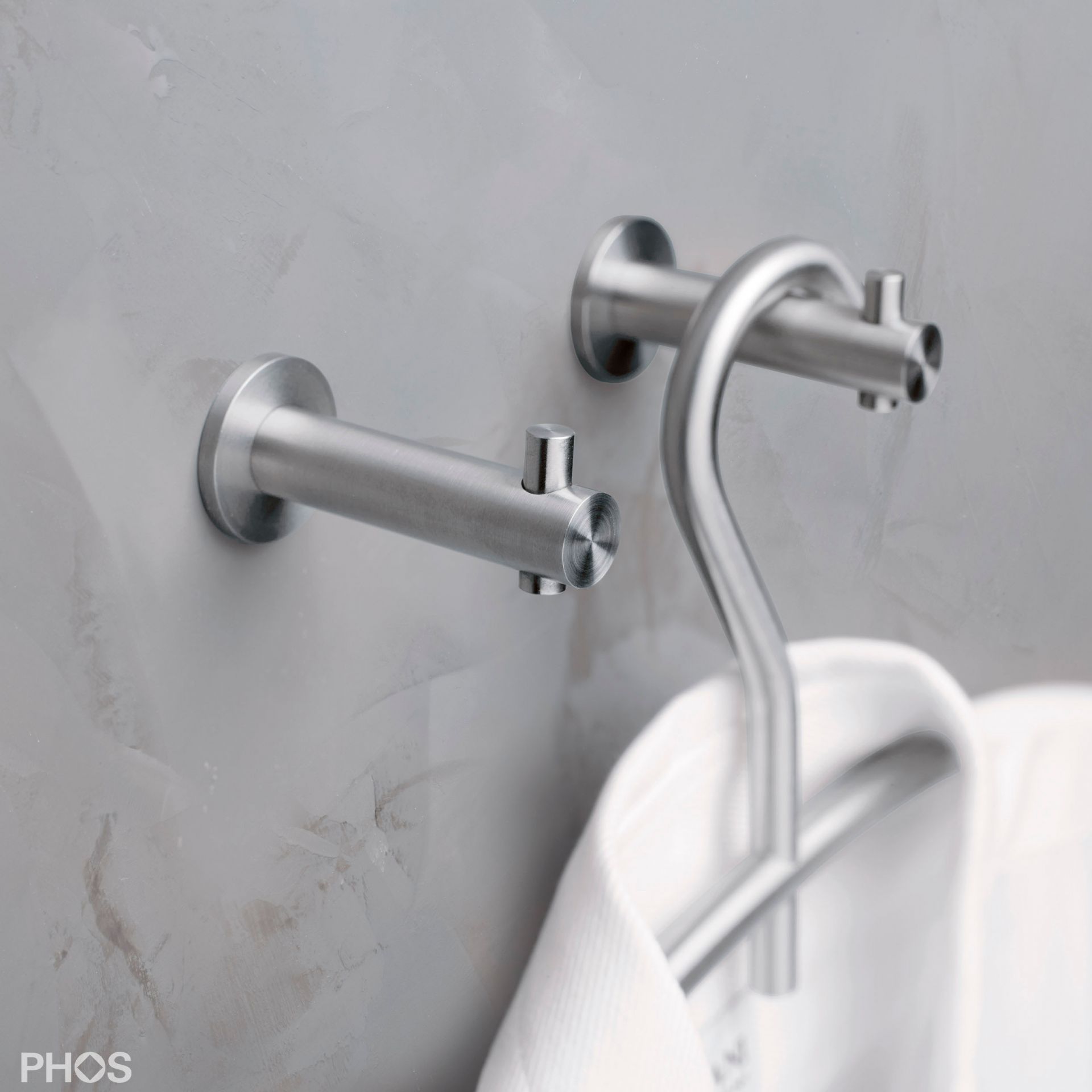 H12-50R25 Крючок настенный, ø12 мм, длина 5 см, с розеткой PHOS  - Вид №1