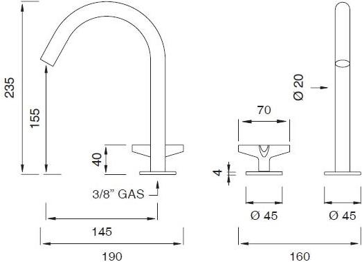 Ceadesign Гидропрогрессивный смеситель на 2 отверстия с поворотным изливом Cross Crx 02 - Вид №2