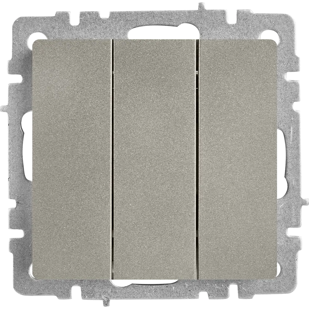 Выключатель IEK Brite 3-клавишный в стиле матовый металл 87761734 STLM-1105804 - Вид №1