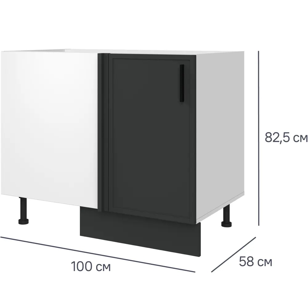 Кухонный шкаф напольный угловой Неро Delinia 100x82.5x58 см МДФ цвет графит STLM-2096374