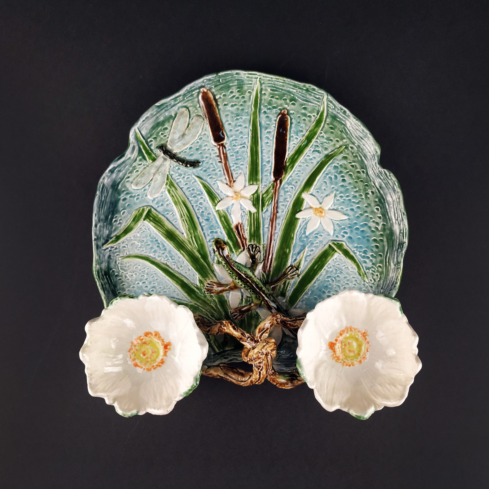 Блюдо для закусок (с двумя кувшинками) Голубой PROVANSFAIENCE sun-id-994603 - Вид №16