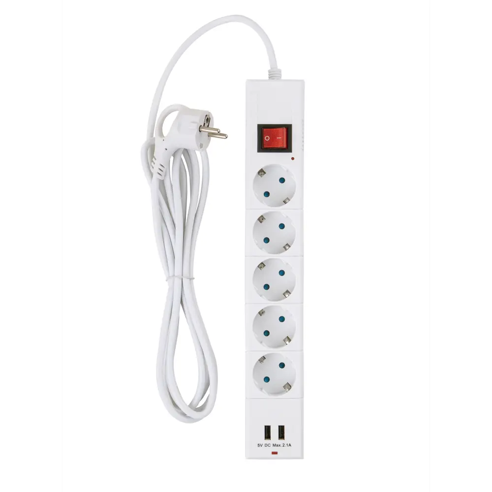 Сетевой удлинитель DUWI с USB-портами - 5 розеток и заземление 89190799 STLM-0079613