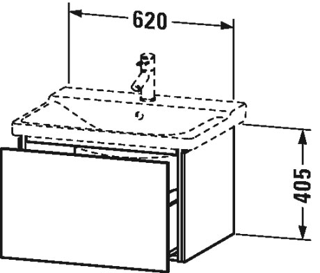 LC614409090 Тумбочка подвесная L-Cube #LC6144 620 x 481 мм Фланелево-серый шелковисто-матовый лак Duravit - Вид №1