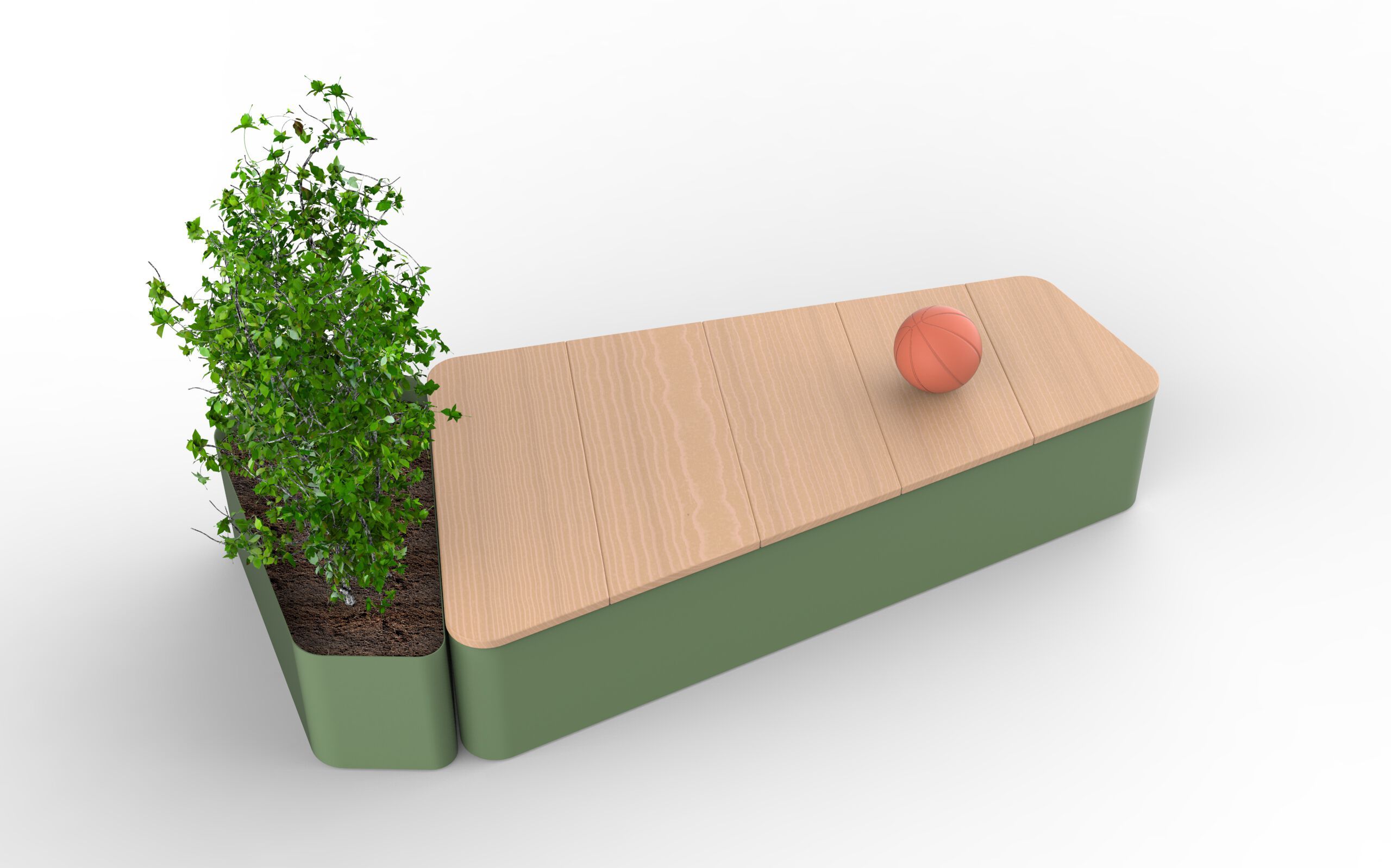 Модульная скамейка из стали и дерева со встроенной плантатором без спинки CITYSì DOLMEN ARCH-00142544 - Вид №1