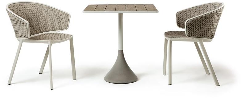 Ethimo Стол с бетонно-алюминиевым основанием и столешницей из тика Concreto sun-id-1466275 - Вид №1