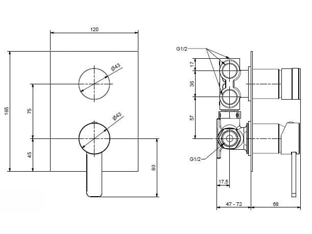 Хромированный латунный смеситель для душа с переключателем Bugnatese Morse ARCH-00127221 - Вид №2