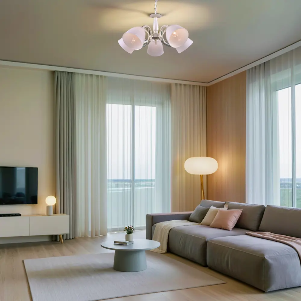 Люстра потолочная Богема 5 ламп 15 м² цвет белый РОССВЕТ STLM-2049357 - Вид №7