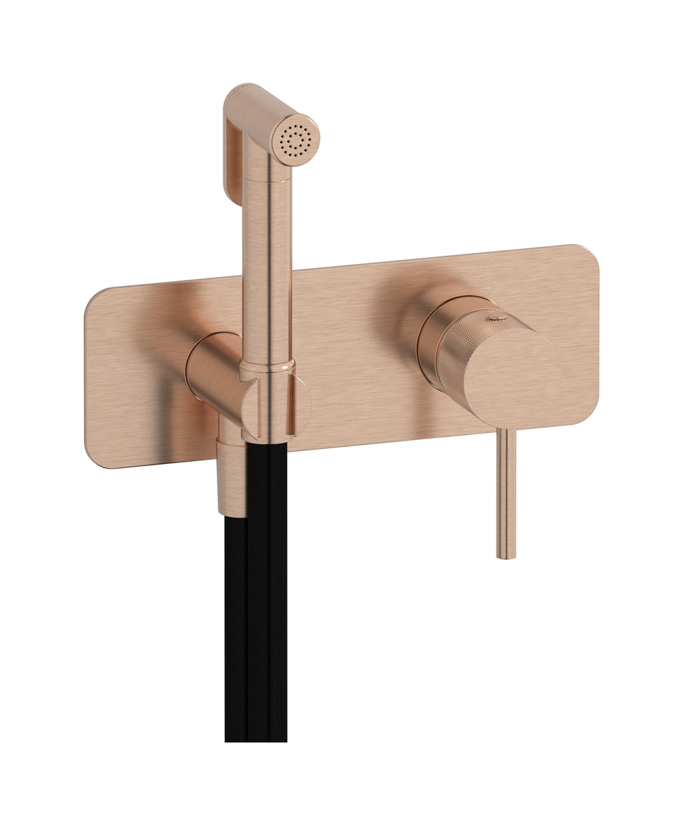 Внешние части гигенического душа со смесителем. WE ARE IB id706sr Brushed Rose Gold Industria