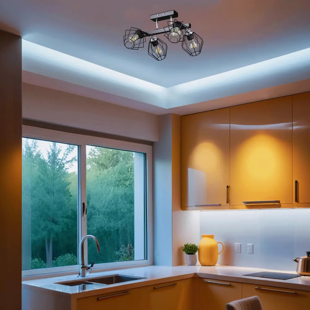 Люстра потолочная Гранж РС21384 4 лампы 12 м² цвет черный РОССВЕТ STLM-2085066 - Вид №10