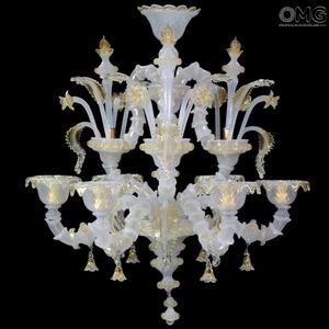 1072 ORIGINALMURANOGLASS Люстра Сегузо на 6 лампочек - Реццонико - белое муранское стекло OMG  см