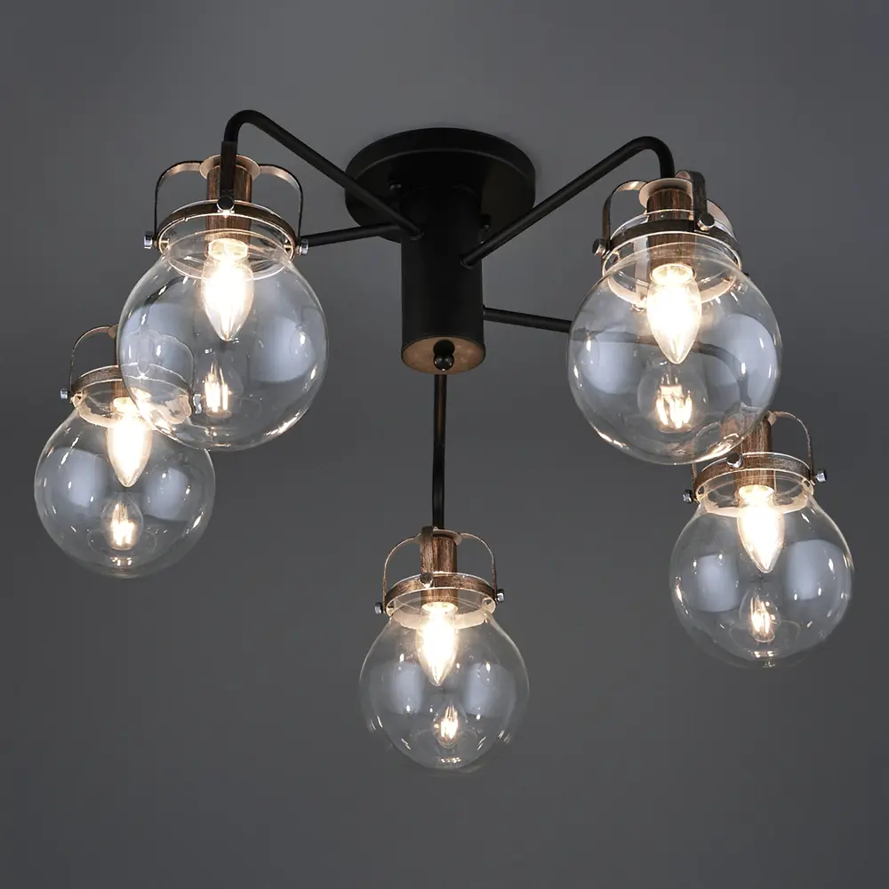 Люстра потолочная JLIGHT REARM 5 лампы 20 м², цвет черный/никель 84534231 STLM-2108658  - Вид №3
