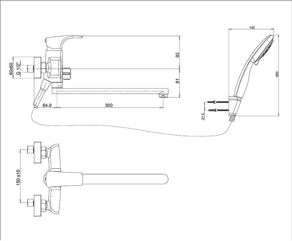 Paini Angel ANCR112P20LMKM смеситель для ванны - Вид №3