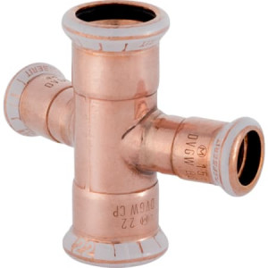 61406 Крестовина двухплоскостная редукционная Geberit Mapress из меди 30° Geberit