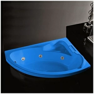 Ванна Gruppo tressee Syria V6557-DX-G голубая с гидромассажем угловая встроенная правая