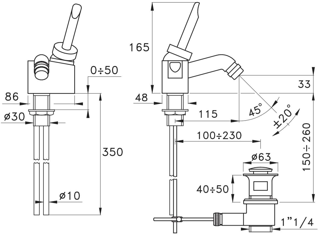 RUBINETTERIE STELLA Смеситель для биде, однорычажный Box Art.91cr - Вид №1