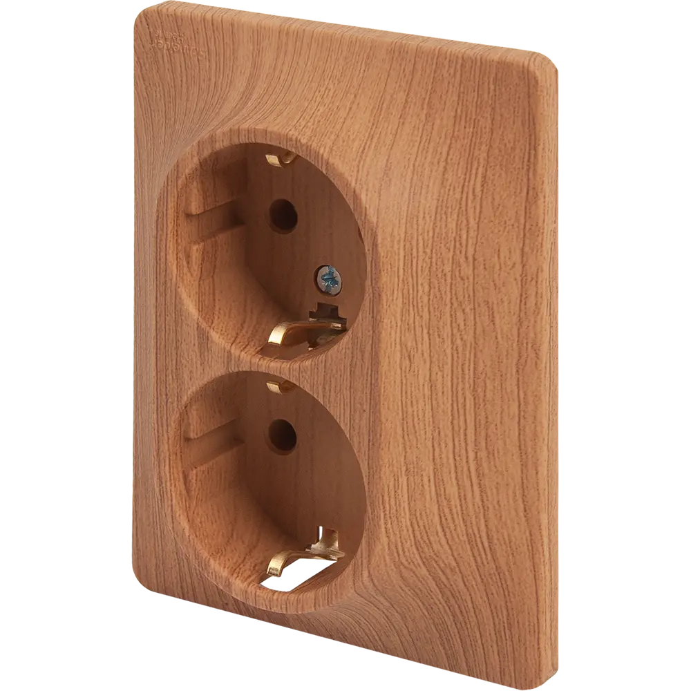 Розетка двойная встраиваемая Schneider Electric Glossa с заземлением цвет дуб SYSTEME ELECTRIC STLM-2085956 - Вид №1